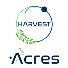 NASA Harvest logo and NASA Acres logo